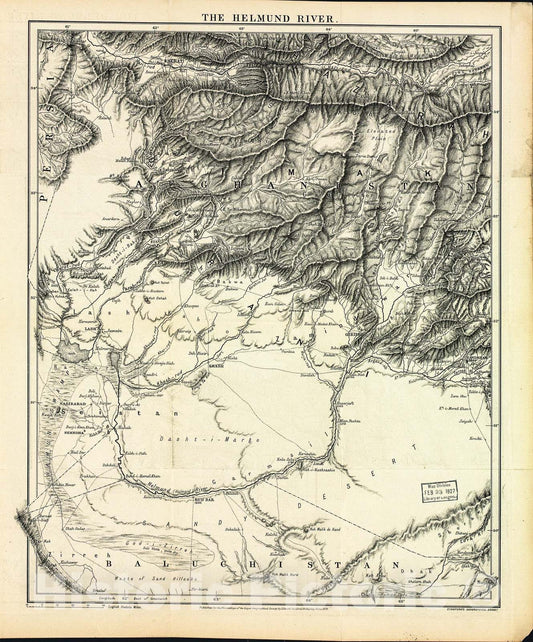 Historic 1879 Map - The Helmund River.