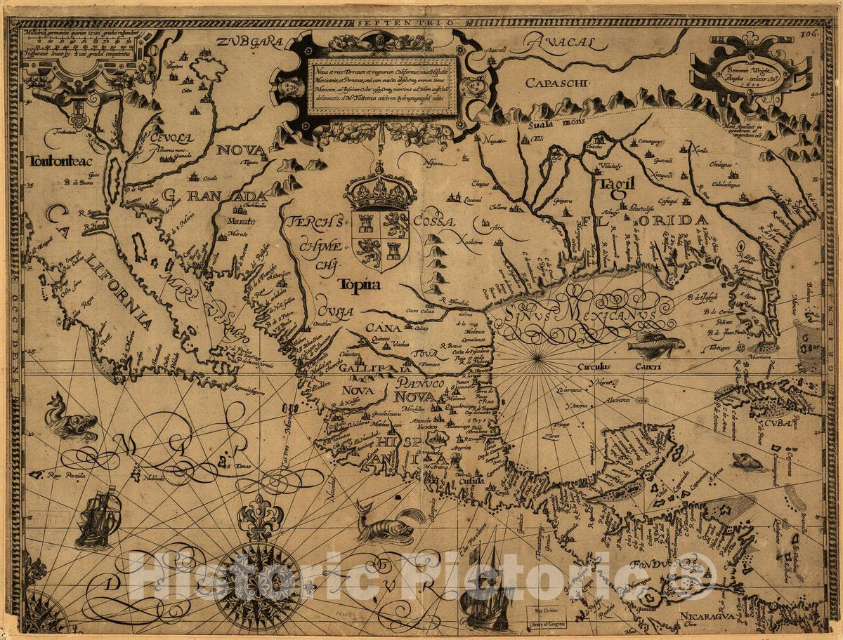 Historic 1600 Map - Nova et RECE terraum et regnorum Californae, nouae Hispaiae Mexicanae, et Peruviae.