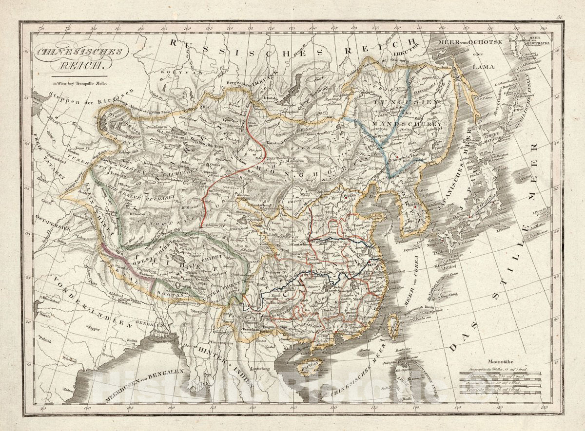 Historic 1810 Map - Chinesisches Reich