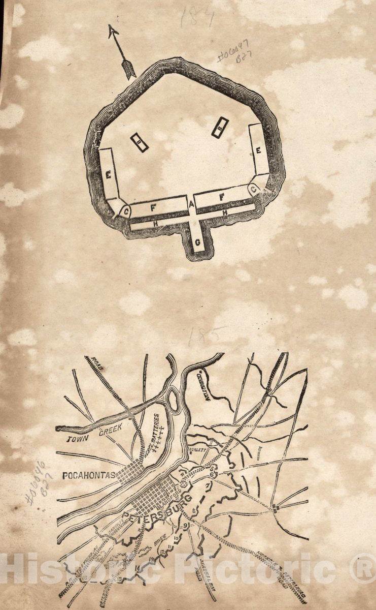 Historic Map - Civil War Proof maps : United States. - Petersburg, VA and Vicinity; Water Battery (Generic)