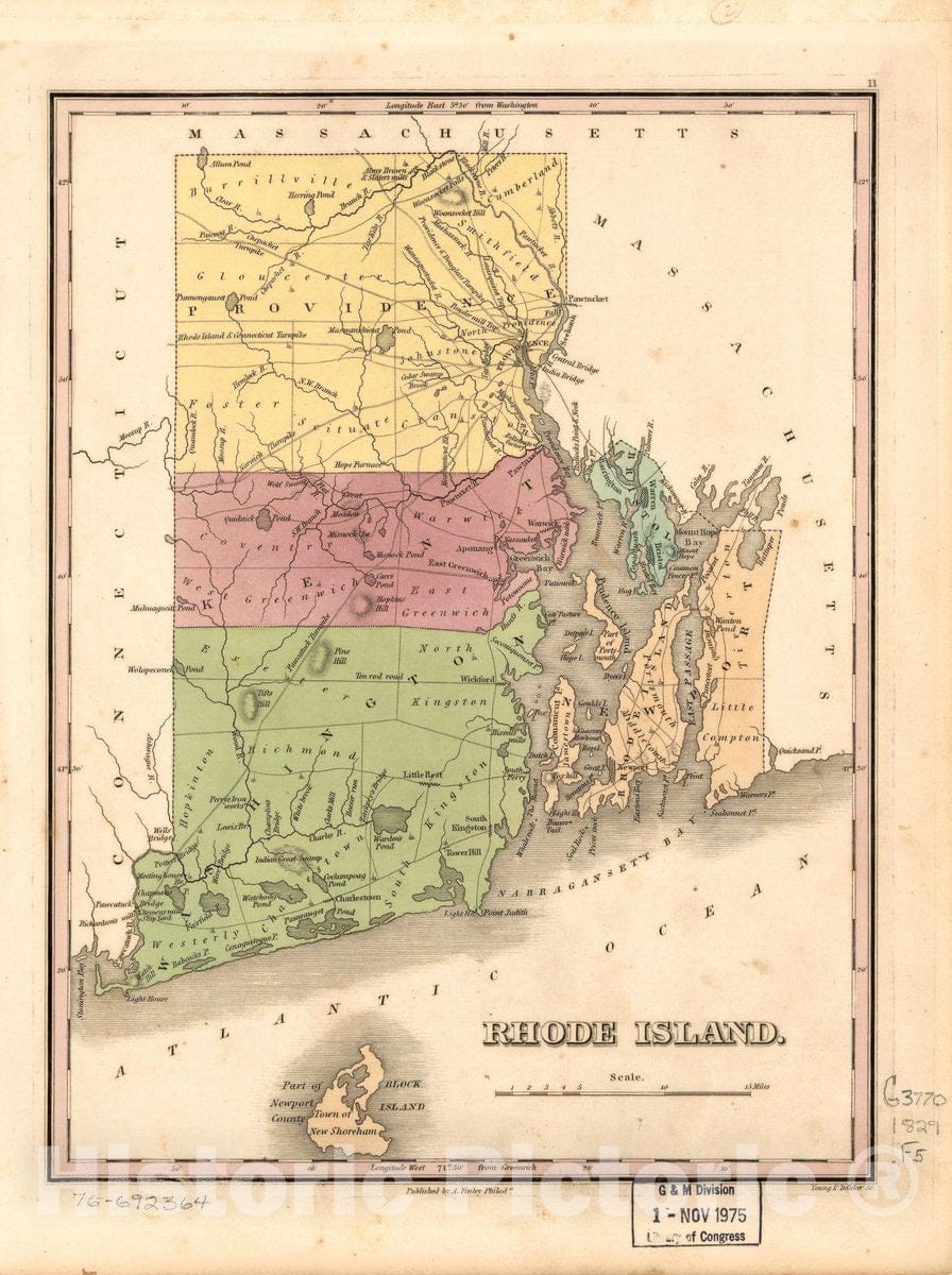 Historic 1829 Map - Rhode Island.