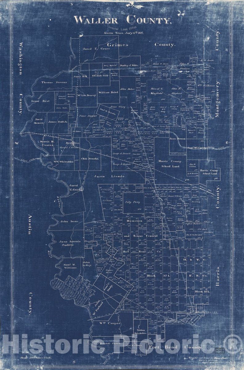 Historic 1897 Map - Waller County