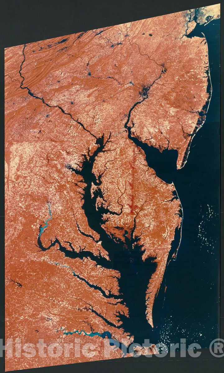 Historic 1977 Map - Landsat Satellite Image of The Middle Atlantic States, Eastern Part