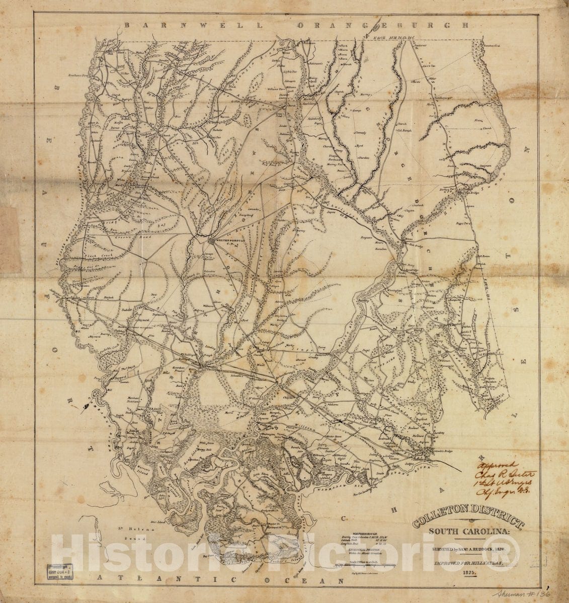 Historic 1825 Map - Colleton District, South Carolina