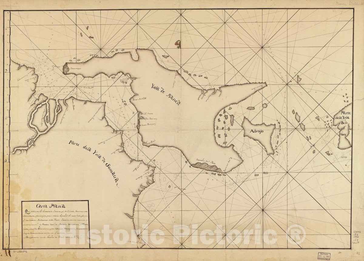 Historic 1770 Map - Carta Plana que contiene el Estrecho de Banca y el de biliton, nuebamente emendada y corregida por el Navio espaÃ±ol, el buen consejo y segn.