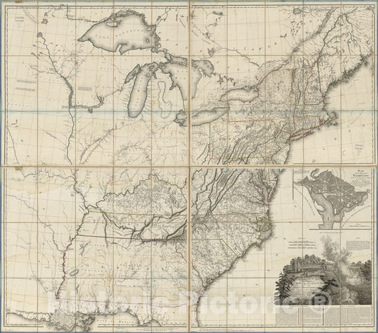 Historic 1802 Map - United States of NTH. America = Carte des Etats-UNIS de L'Amerique Septentrionale