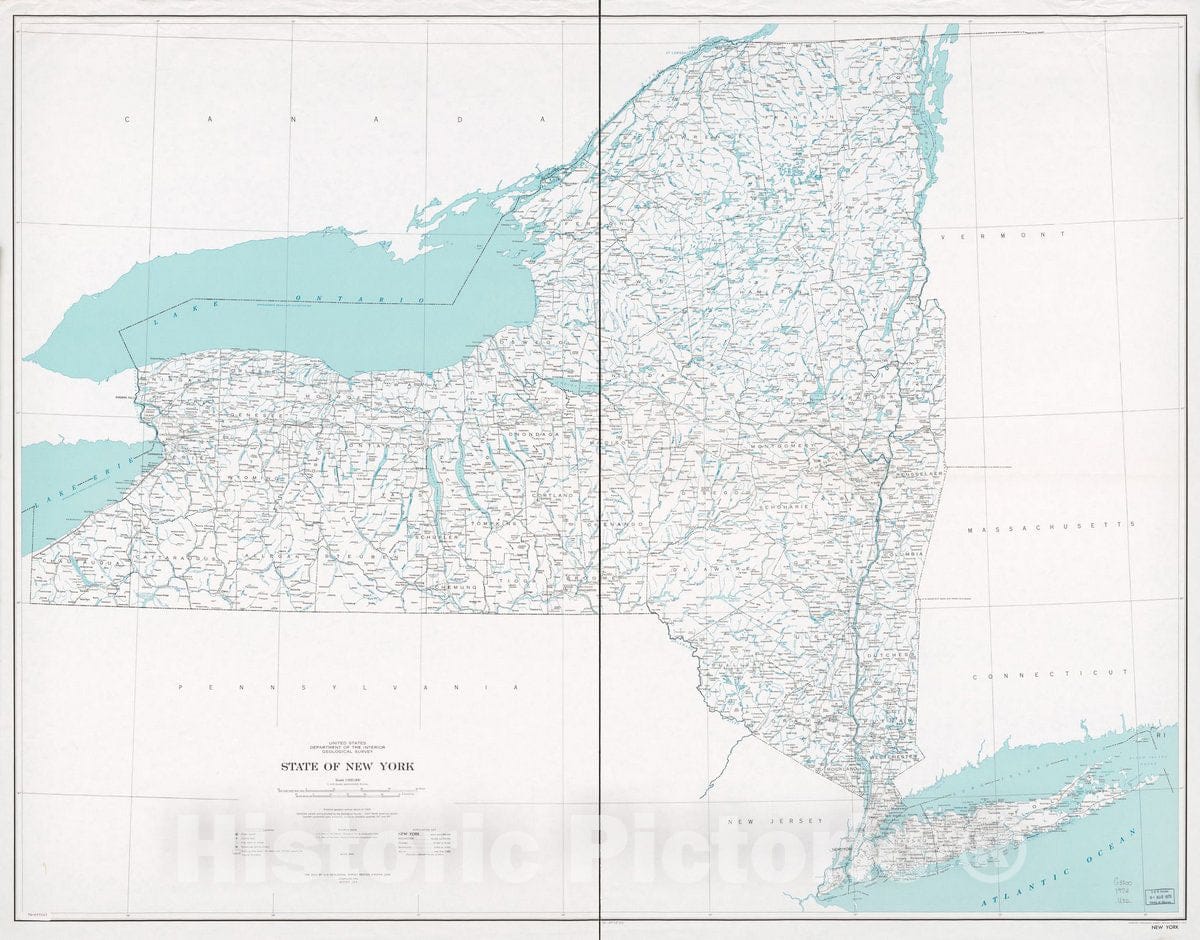 Historic 1976 Map - State of New York, Base map. 2
