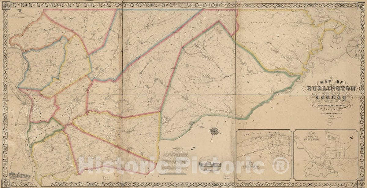 Historic 1849 Map - Map of Burlington County