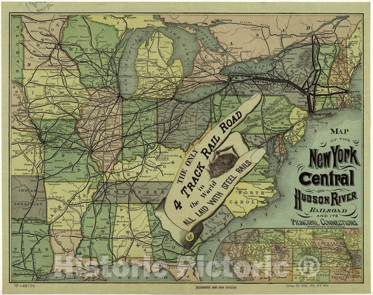 Historic 1876 Map - Map of The New York Central and Hudson River Railroad and its Principal Connections.