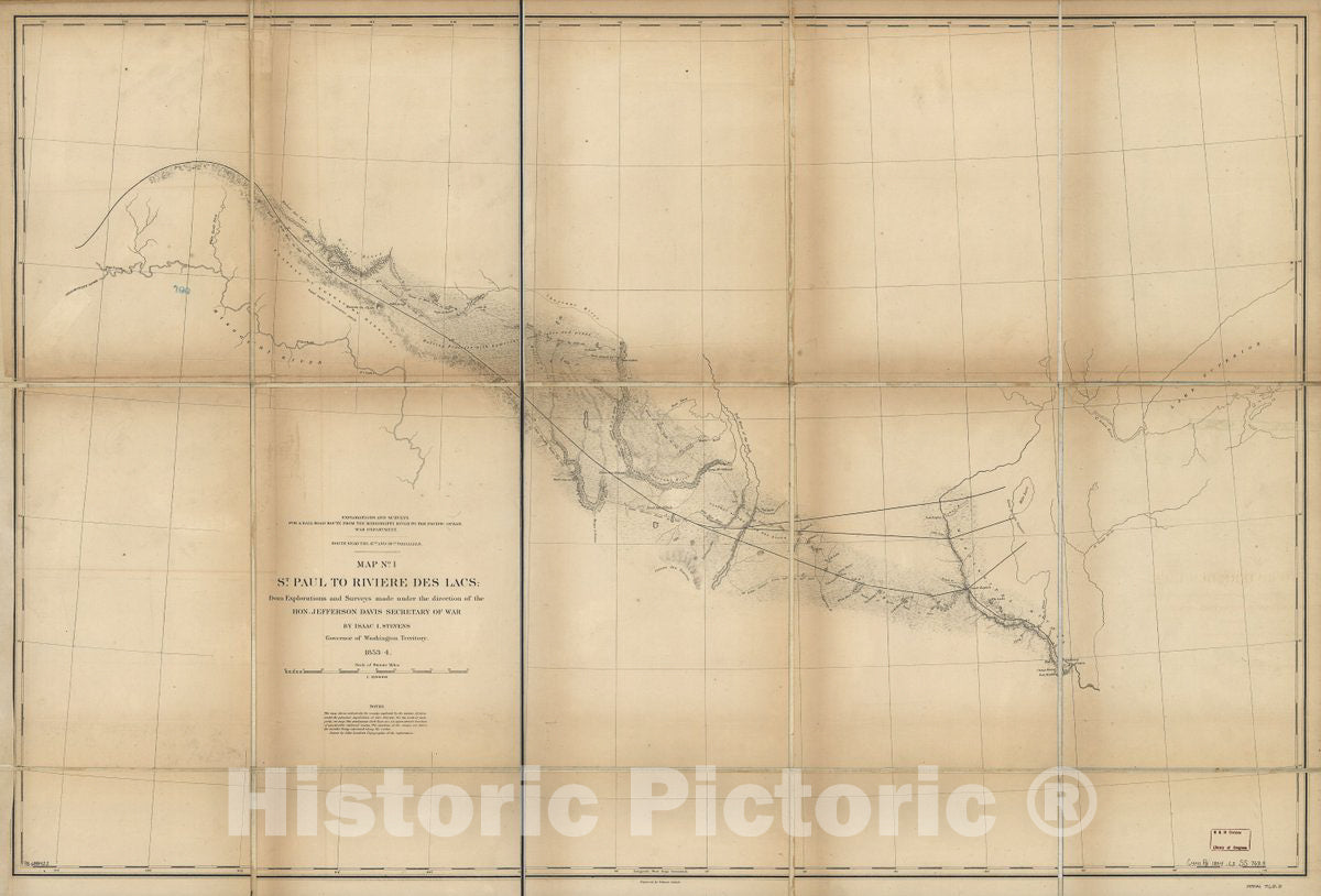 Historic 1859 Map - St. Paul to Riviere des Lacs : from explorations and surveys