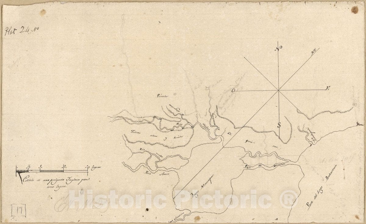 Historic 1805 Map - Map of an Area of Spanish West Florida Bounded on The East by Lake Pontchartrain and The west by The Comite River