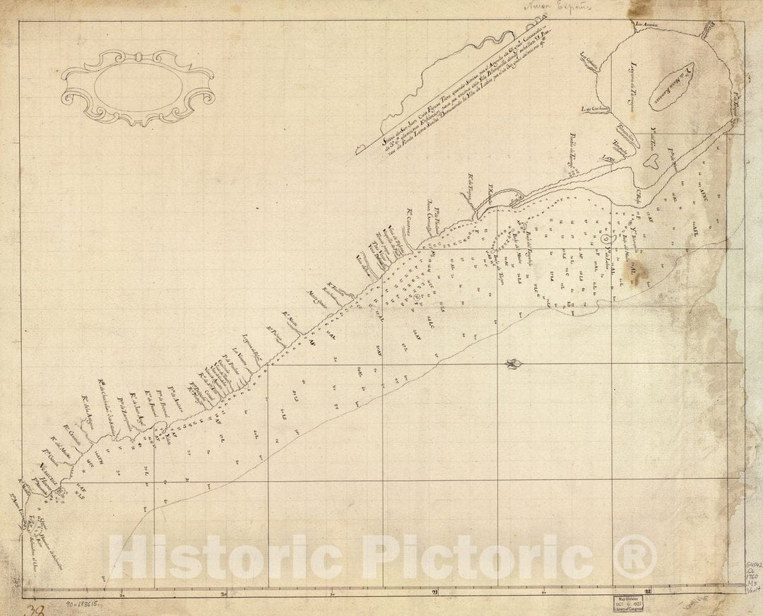 Historic 1760 Map - Map Showing Coast of Veracruz State, Mexico, Between Tampico and AntÃ³n Lizardo