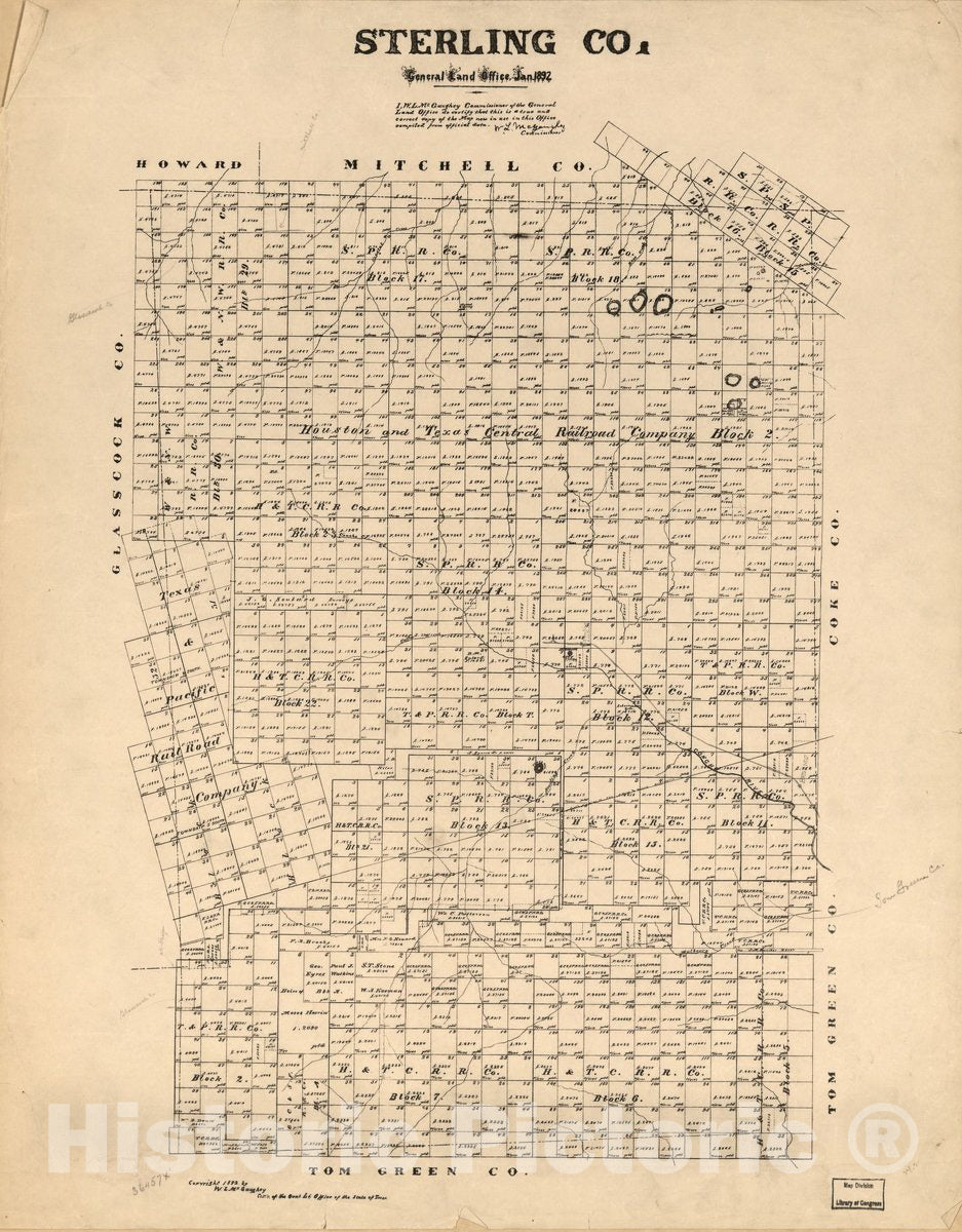 Historic 1892 Map - Sterling Co.