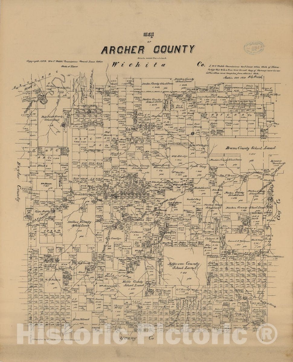 Historic 1879 Map - Map of Archer County.