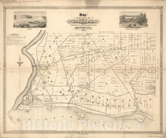 Historic 1854 Map - Map of The Town of Niagara