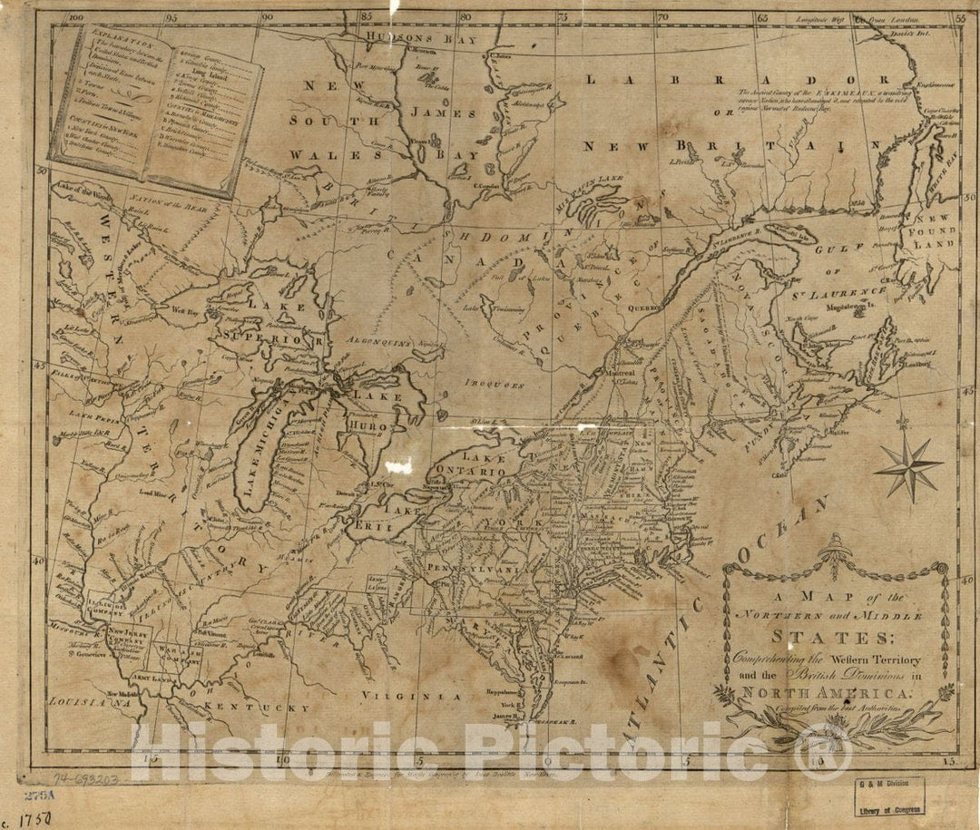Historic 1789 Map - A map of The Northern and Middle States;