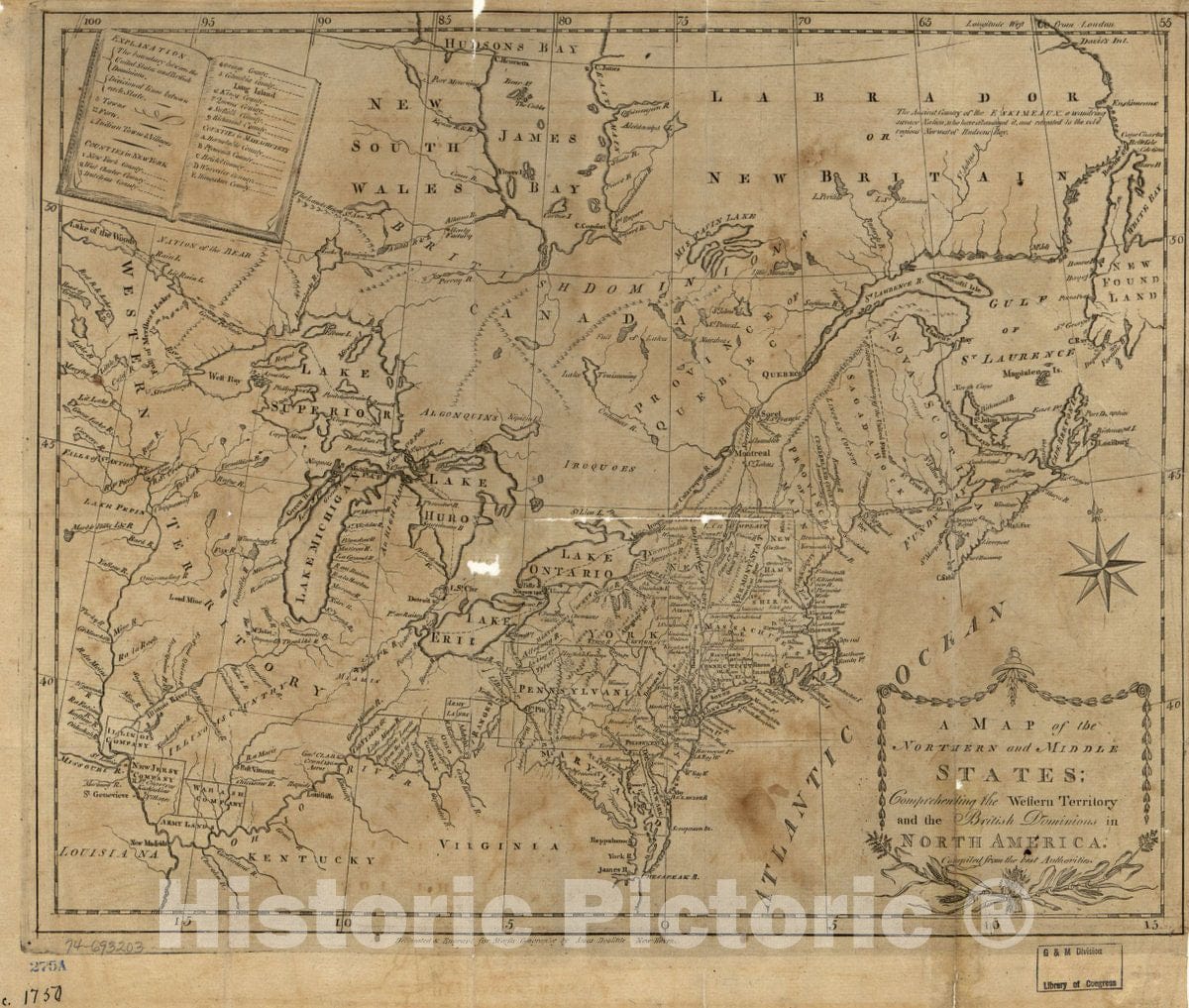 Historic 1789 Map - A map of The Northern and Middle States;