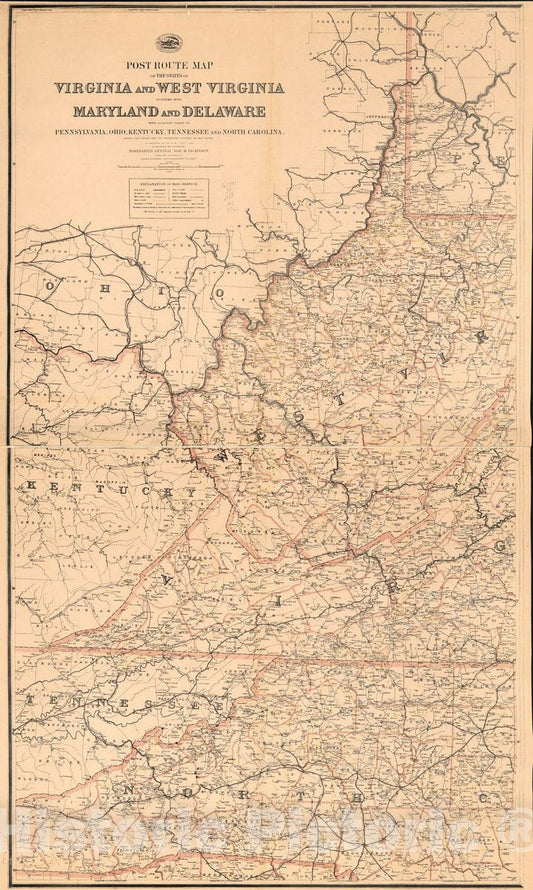 Historic 1888 Map - Post Route map of The United States.