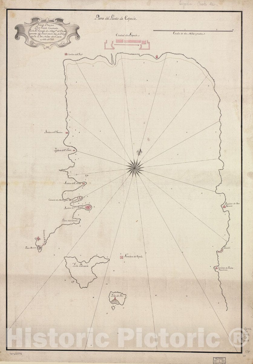 Historic 1782 Map - Plano del Puerto de Especie