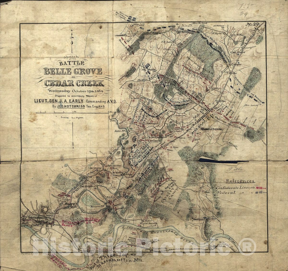 Historic Map - Report of The Camps, marches & engagements, of The Second Corps - No. 26: Battle of Fisher's Hill
