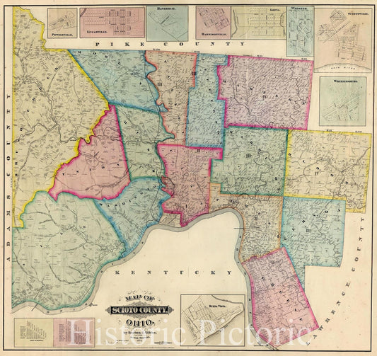 Historic 1875 Map - Map of Scioto County, Ohio
