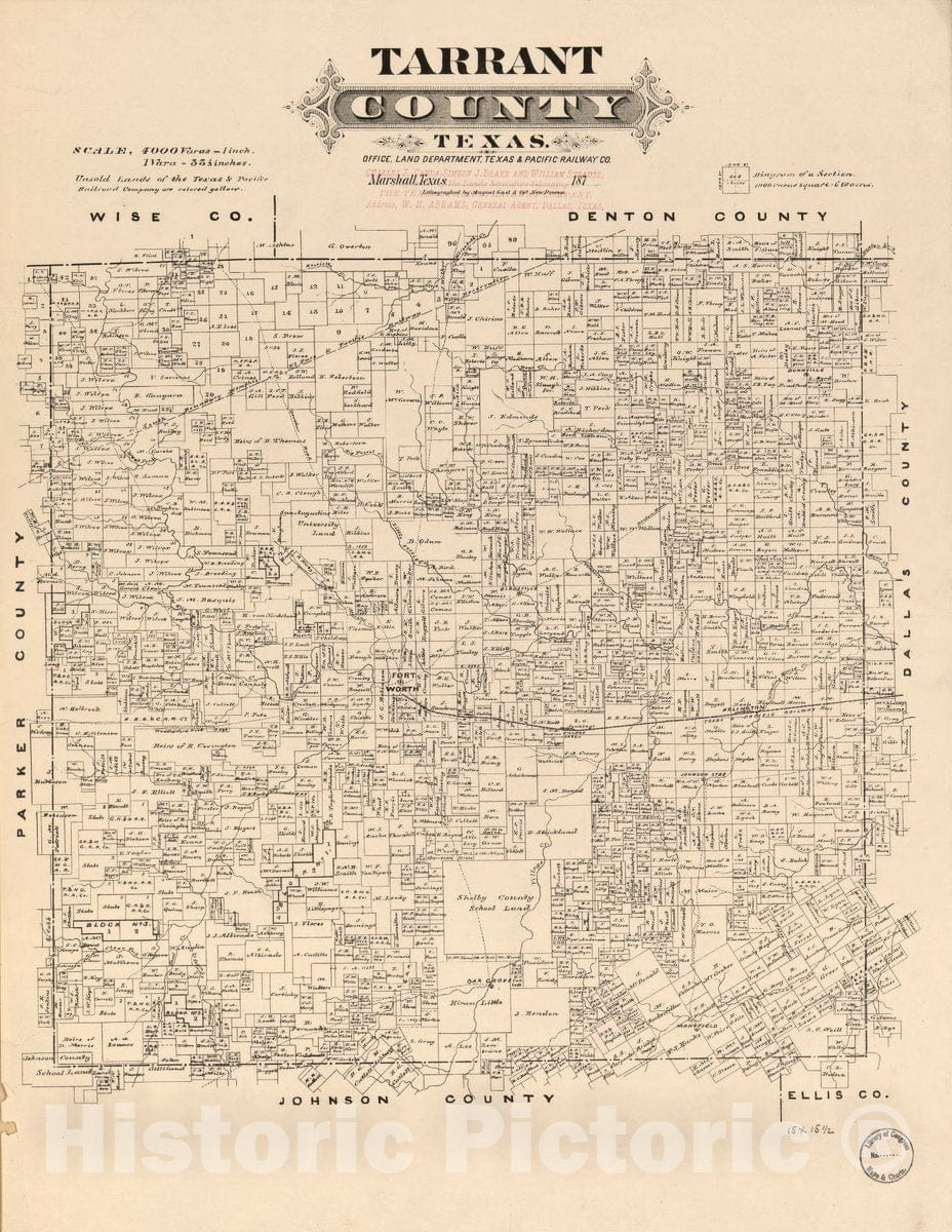 Historic 1870 Map - Tarrant County, Texas