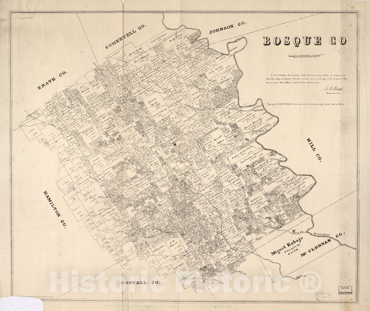 Historic 1879 Map - Bosque Co.