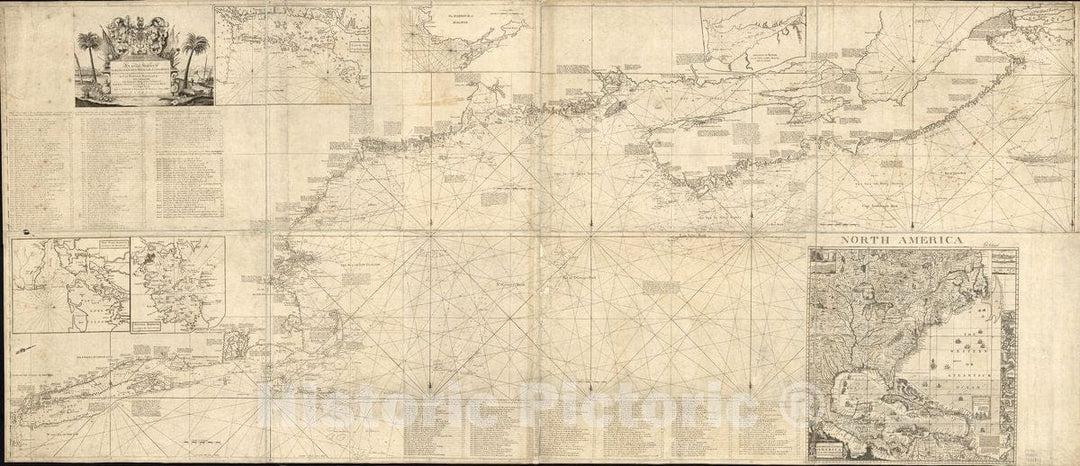 Historic 1775 Map - an Actual Survey of The sea Coast from New York to The I. Cape Briton, with Tables of The Direct and Thwart Courses & Distances from Place to Place.