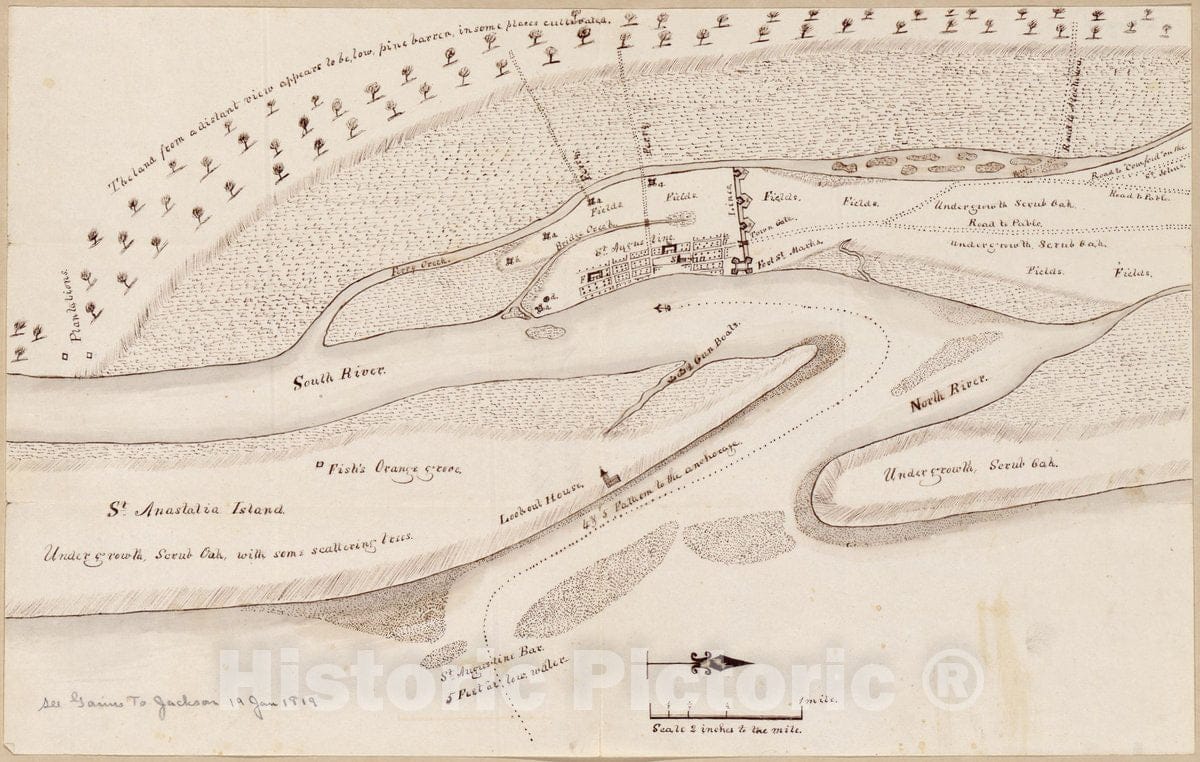 Historic 1819 Map - Plan of St. Augustine