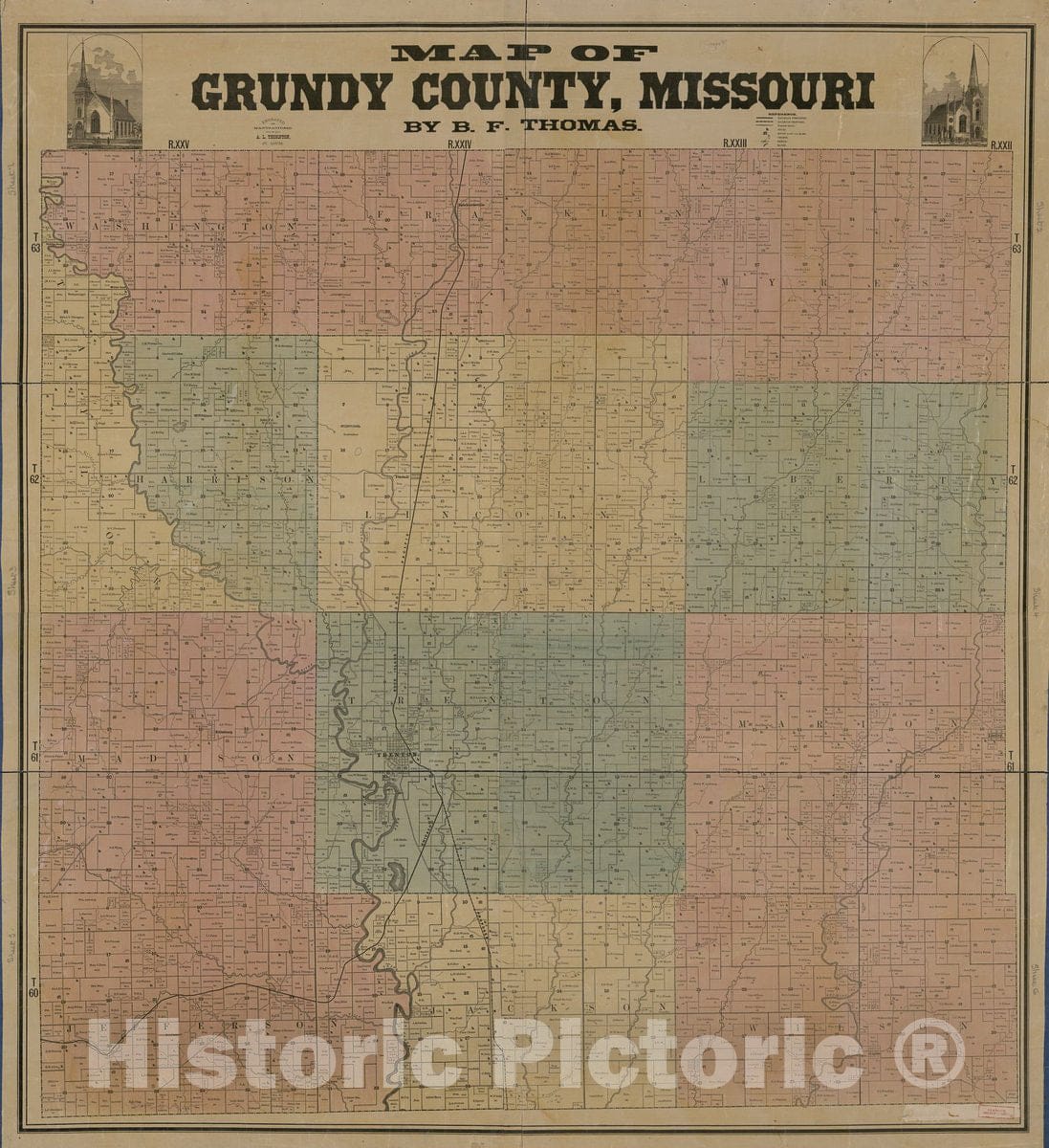 Historic 1890 Map - Map of Gundy County, Missouri