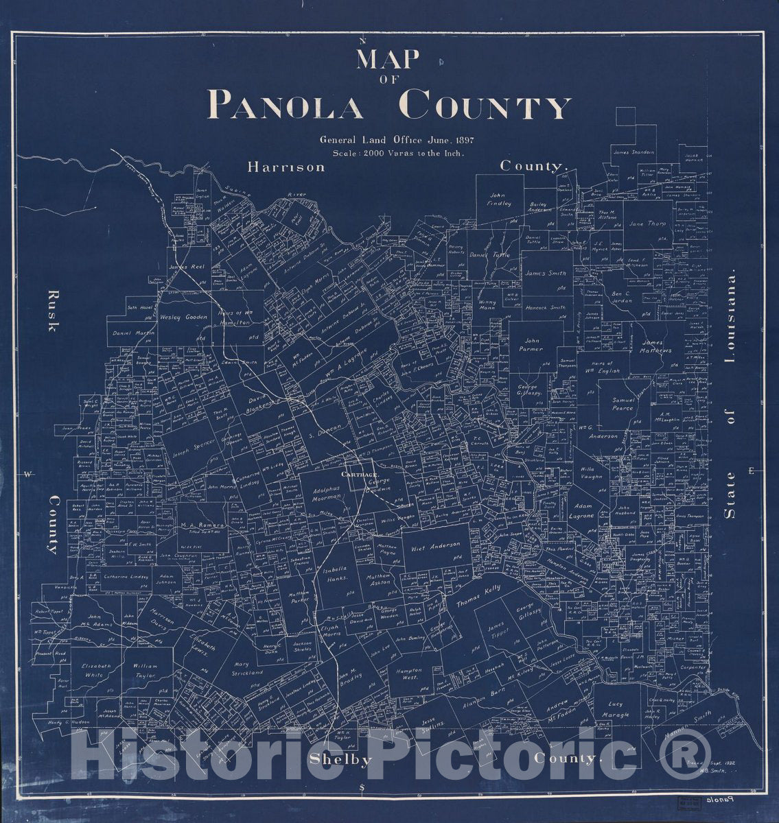 Historic 1897 Map - Map of Panola County