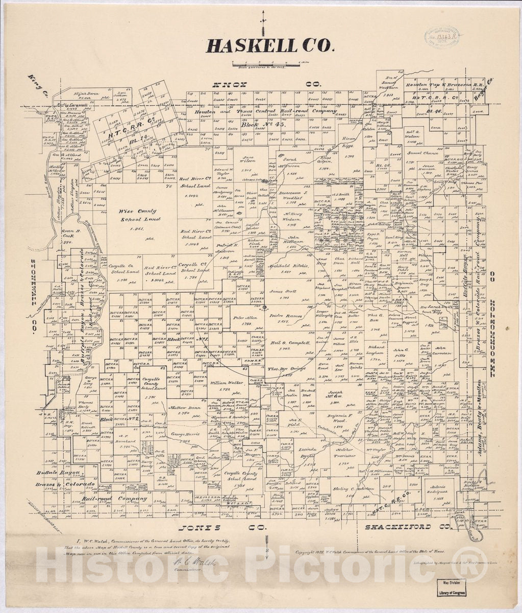 Historic 1879 Map - Map of Haskell County, Texas