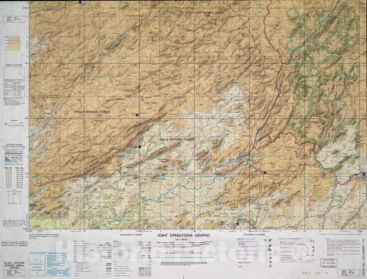Historic Map - Joint Operations Graphic (Ground). - Zorzor, Liberia; Guinea