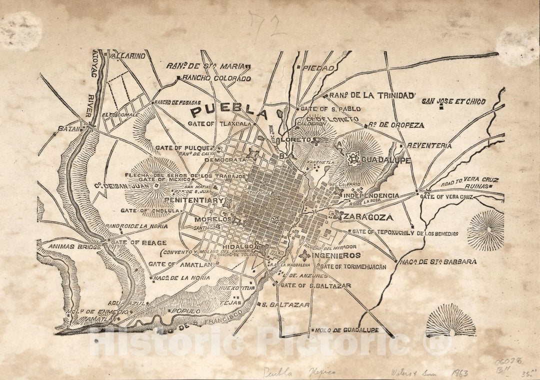 Historic Map - Civil War Proof maps : United States. - Puebla, Mexico and Vicinity