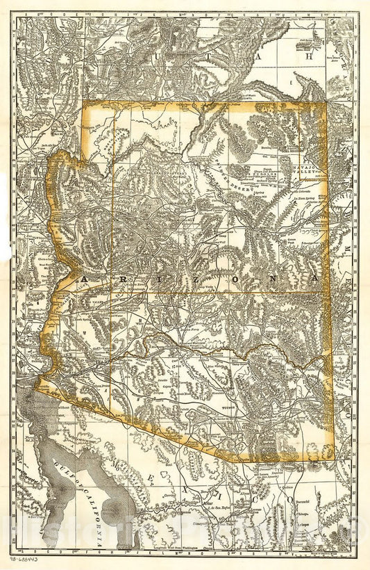 Historic 1876 Map - Indexed map of Arizona Showing The Stage Lines, Counties, Lakes & Rivers.