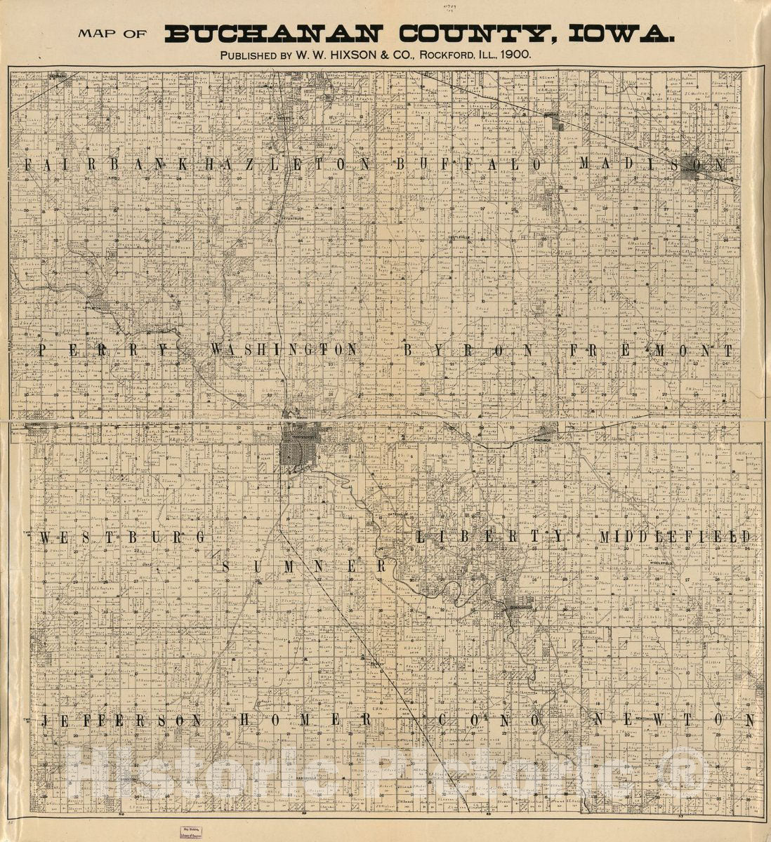 Historic 1900 Map - Map of Buchanan County, Iowa.