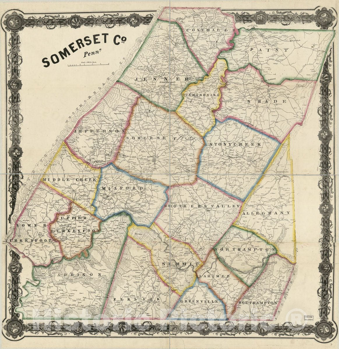 Historic 1864 Map - Survey of The President, Porcupine, and Redfield Petroleum Co.'s Lands : containing Pinegrove townships, Venango County, Pennsylvania