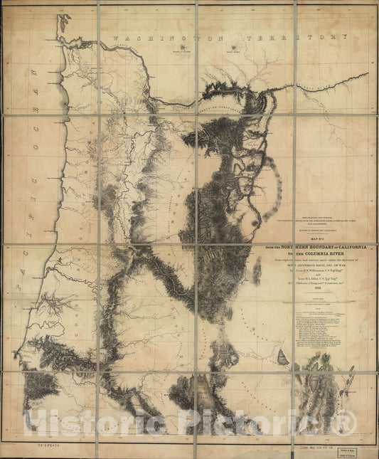 Historic 1859 Map - from The Northern Boundary of California to The Columbia River : from explorations and surveys