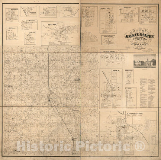 Historic 1864 Map - Map of Montgomery County, Indiana