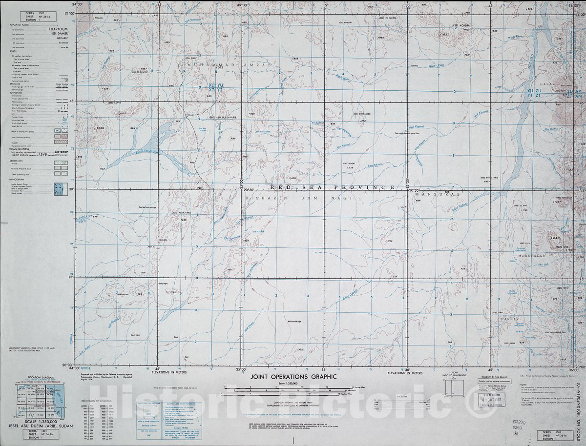 Historic Map - Joint Operations Graphic (Ground). - Jebel Abu Dueim (Arib), Sudan