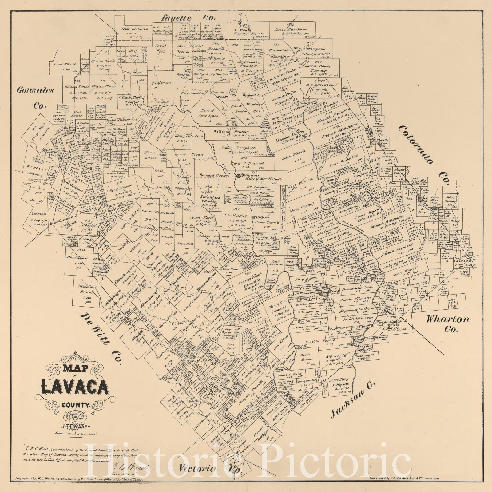 Historic 1879 Map - Map of Lavaca County, Texas