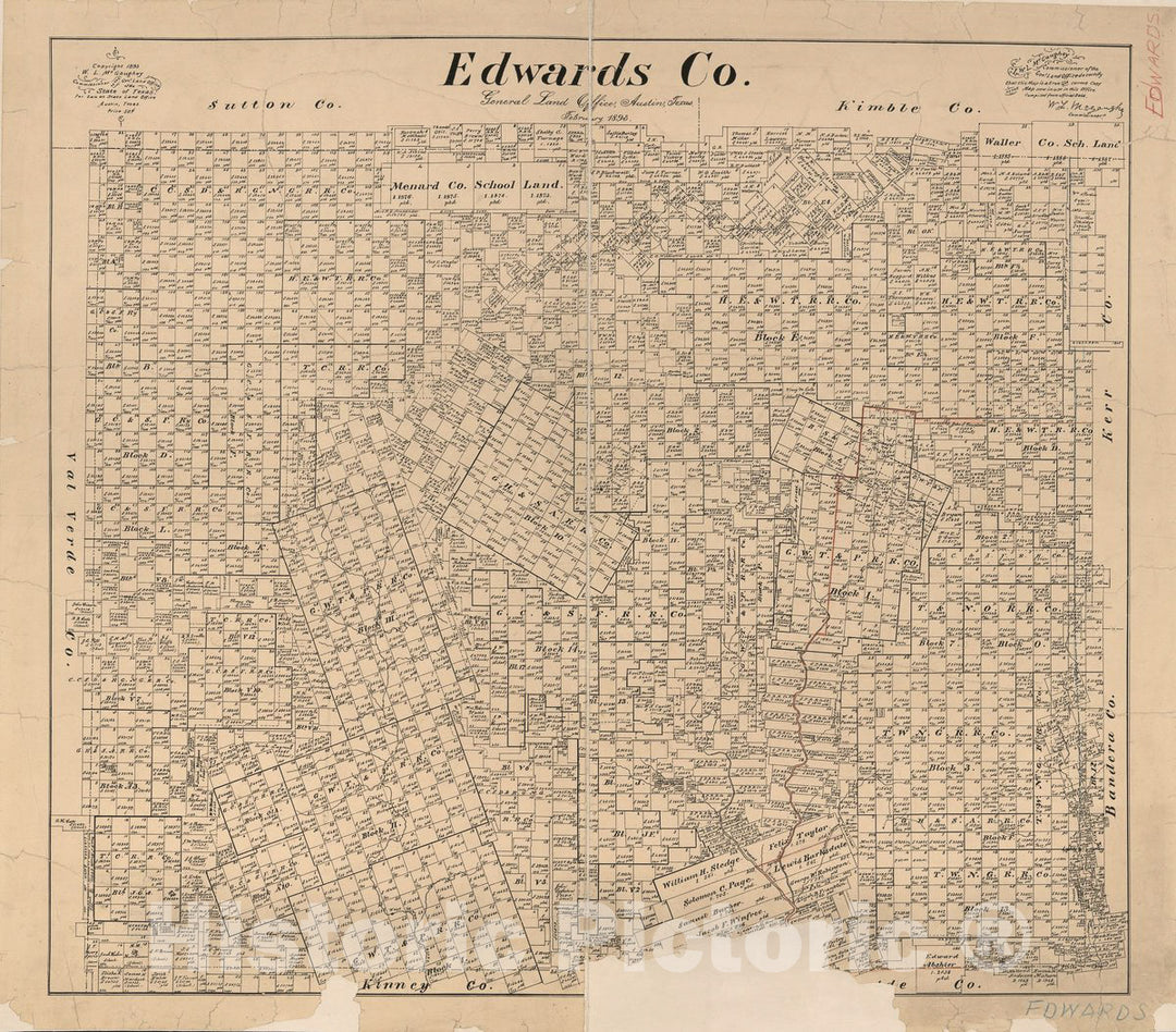 Historic 1893 Map - Edwards Co.
