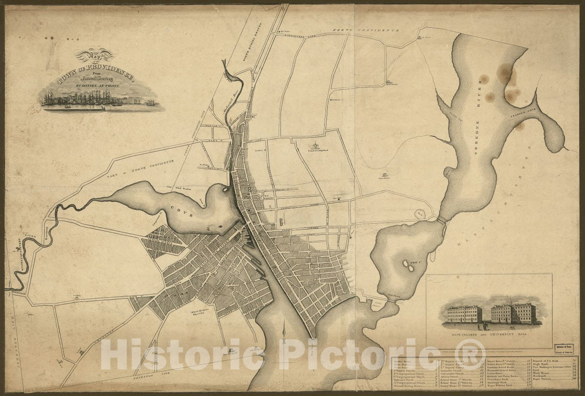 Historic 1823 Map - Map of The Town of Providence : from Actual Survey