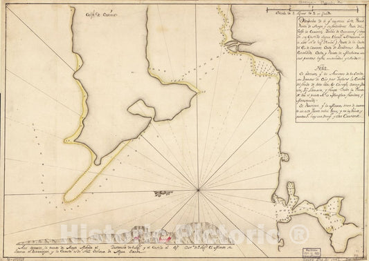 Historic 1792 Map - DiscripsiÃ³n de lo qe. contiene este Plano Punta de Araya y su fondeadero, Parte del Golfo de Cariaco, BahÃ­a de Cumana (situado su Castillo segun observs. astronÃ³ms.