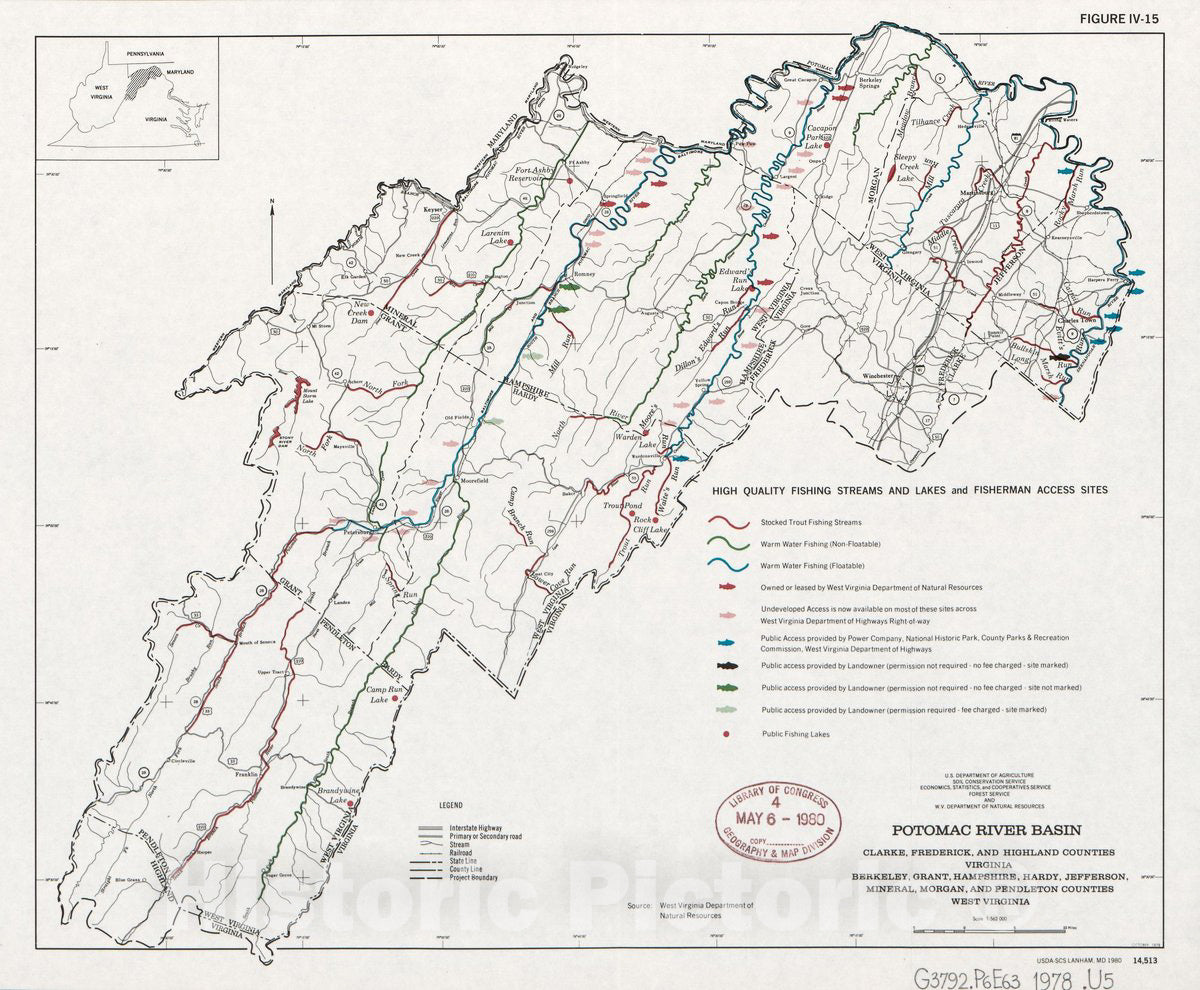 Historic 1978 Map - Potomac River Basin : Clarke, Frederick, and Highland Counties, Virginia, Berkeley, Grant, Hampshire, Hardy, Jefferson, Mineral, Morgan, and Pendleton Counties 4