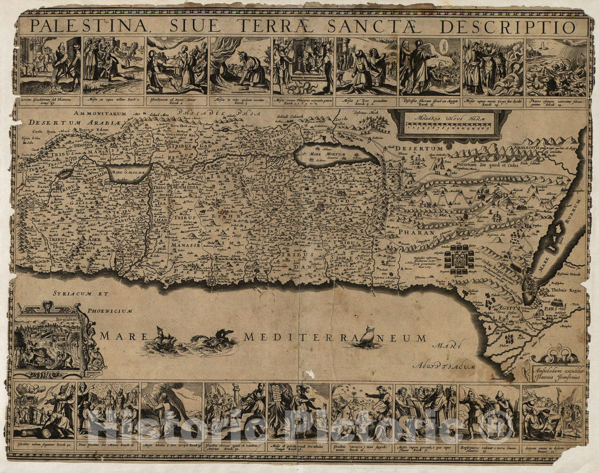 Historic 1650 Map - Palestina, siue TerrÃ¦ SanctÃ¦ descriptio