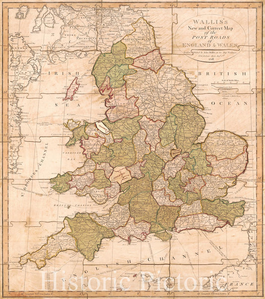 Historic 1810 Map - England and Wales : with The Principal Roads and Distances of The County Towns for London