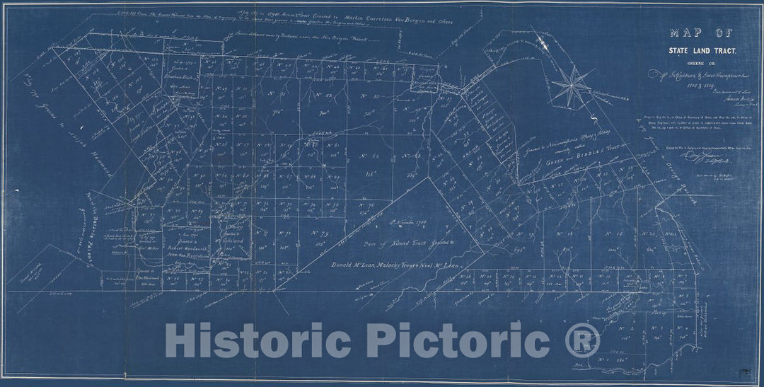 Historic 1809 Map - Map of State Land Tract, Greene Co. / Done pursuant to Law, Simeon Dewitt, Surveyor Gen'l.