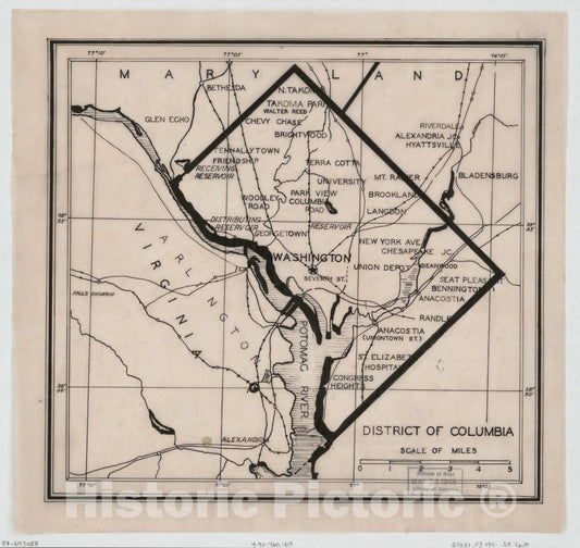 Historic c1940 Map - District of Columbia.