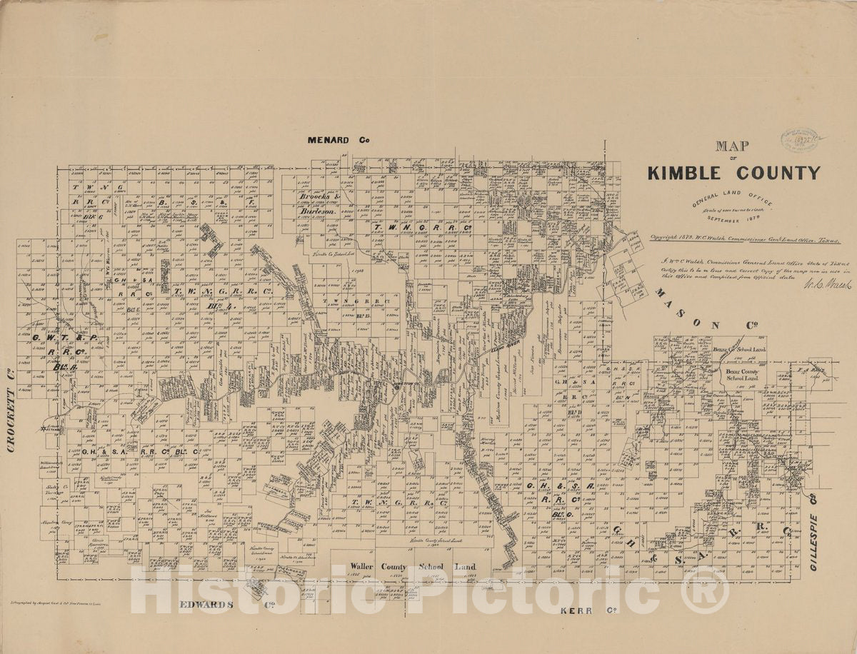 Historic 1879 Map - Map of Kimble County.